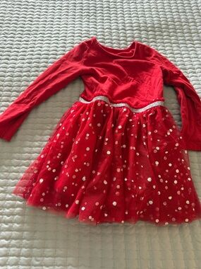 Cat & Jack Red Long-Sleeve Sparkle Tulle Dress